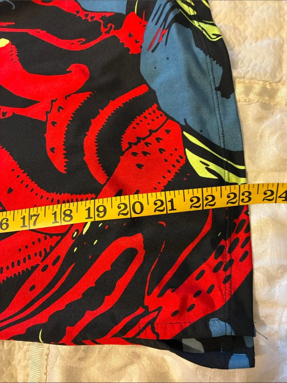 Jamie Sadock Black Golf Top with Red and Neon Yellow Abstract Print Golf, Size S - Picture 9 of 11